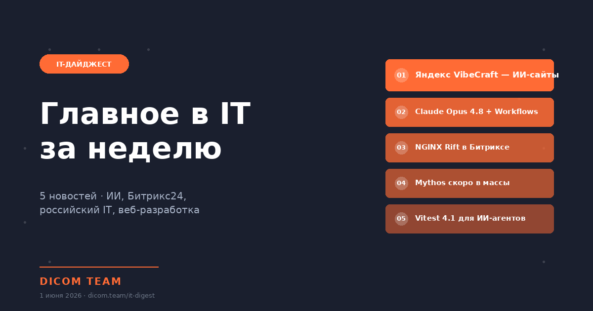 IT-дайджест: Яндекс VibeCraft, Claude Opus 4.8 и критическая дыра в nginx — что важного за неделю